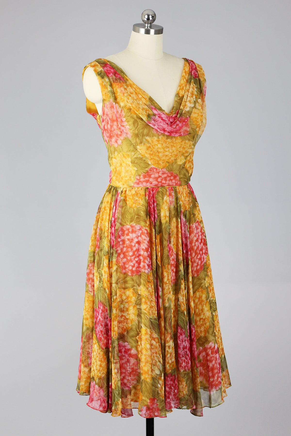 Marigold Majesty 1960s Chiffon Swing Dress