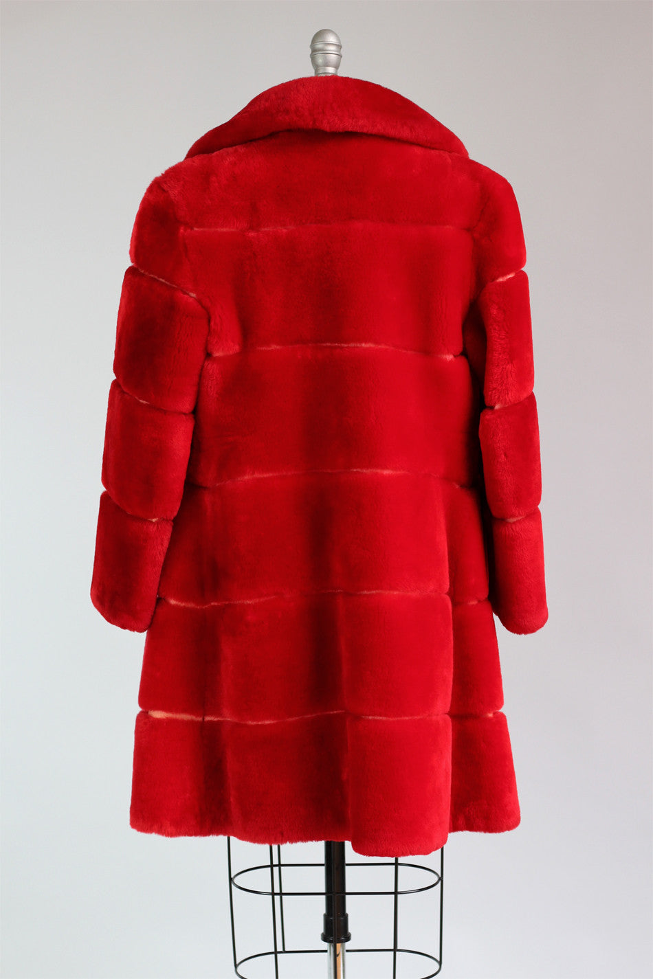 Rare 1950s Statement Red Genuine Mouton Fur Coat