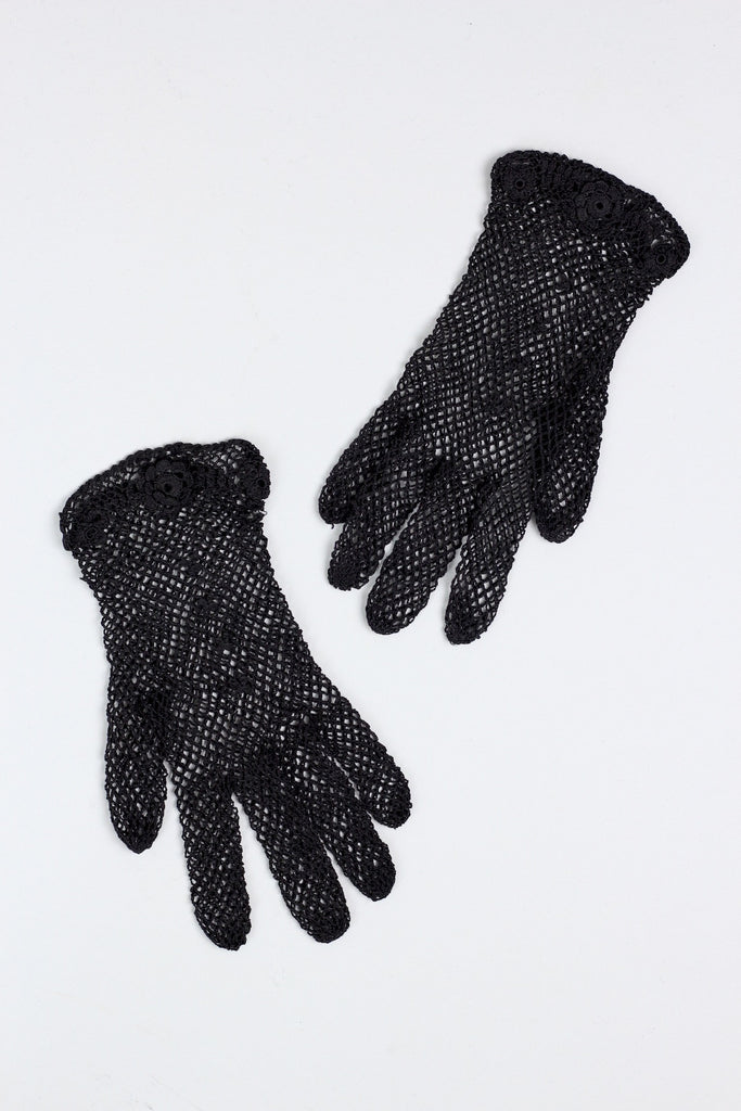 Victorian Hand Crochet Fishnet Gloves Black