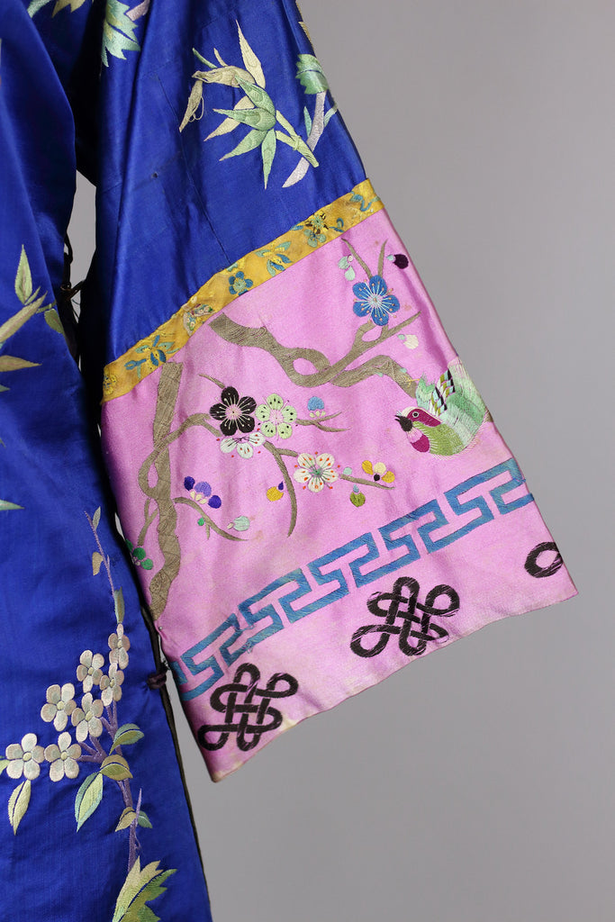 1930s Vintage Cobalt Blue Chinese Silk Kimono