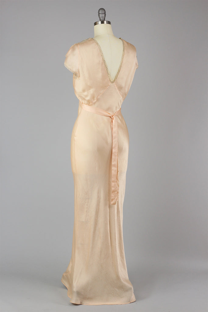 1930s French Silk Charmeuse Night Gown Rare Lingerie