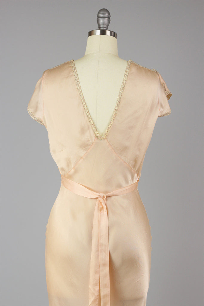 1930s French Silk Charmeuse Night Gown Rare Lingerie