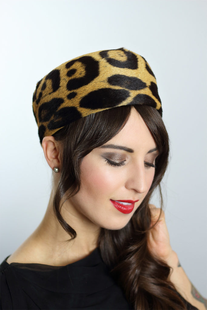 Genuine Leopard Fur 1950s Vintage Hat
