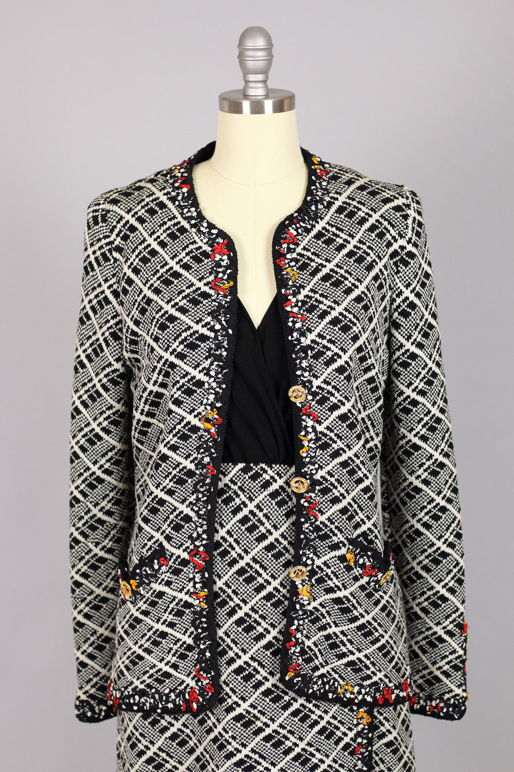 Vintage 1960s Adolfo Herringbone Wool Suit