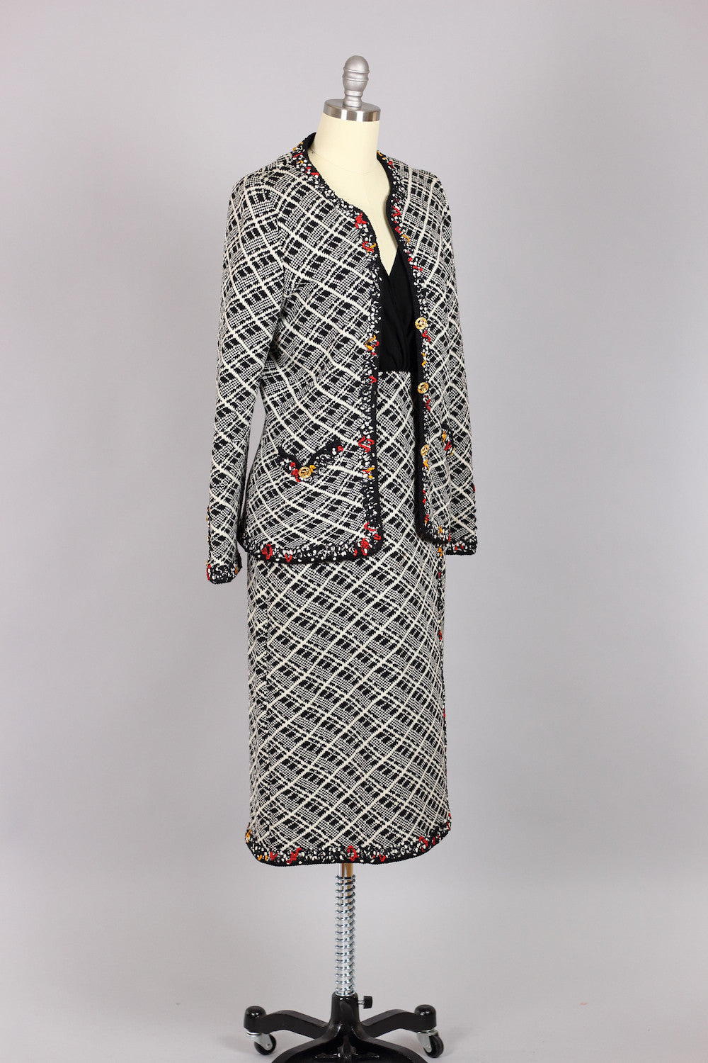 Vintage 1960s Adolfo Herringbone Wool Suit