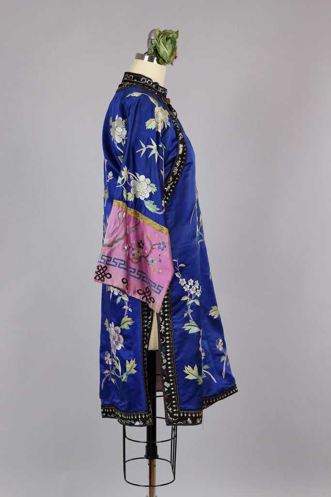 1930s Vintage Cobalt Blue Chinese Silk Kimono