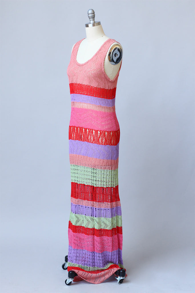Rare Vintage 1990s Missoni Striped Knit Maxi Dress