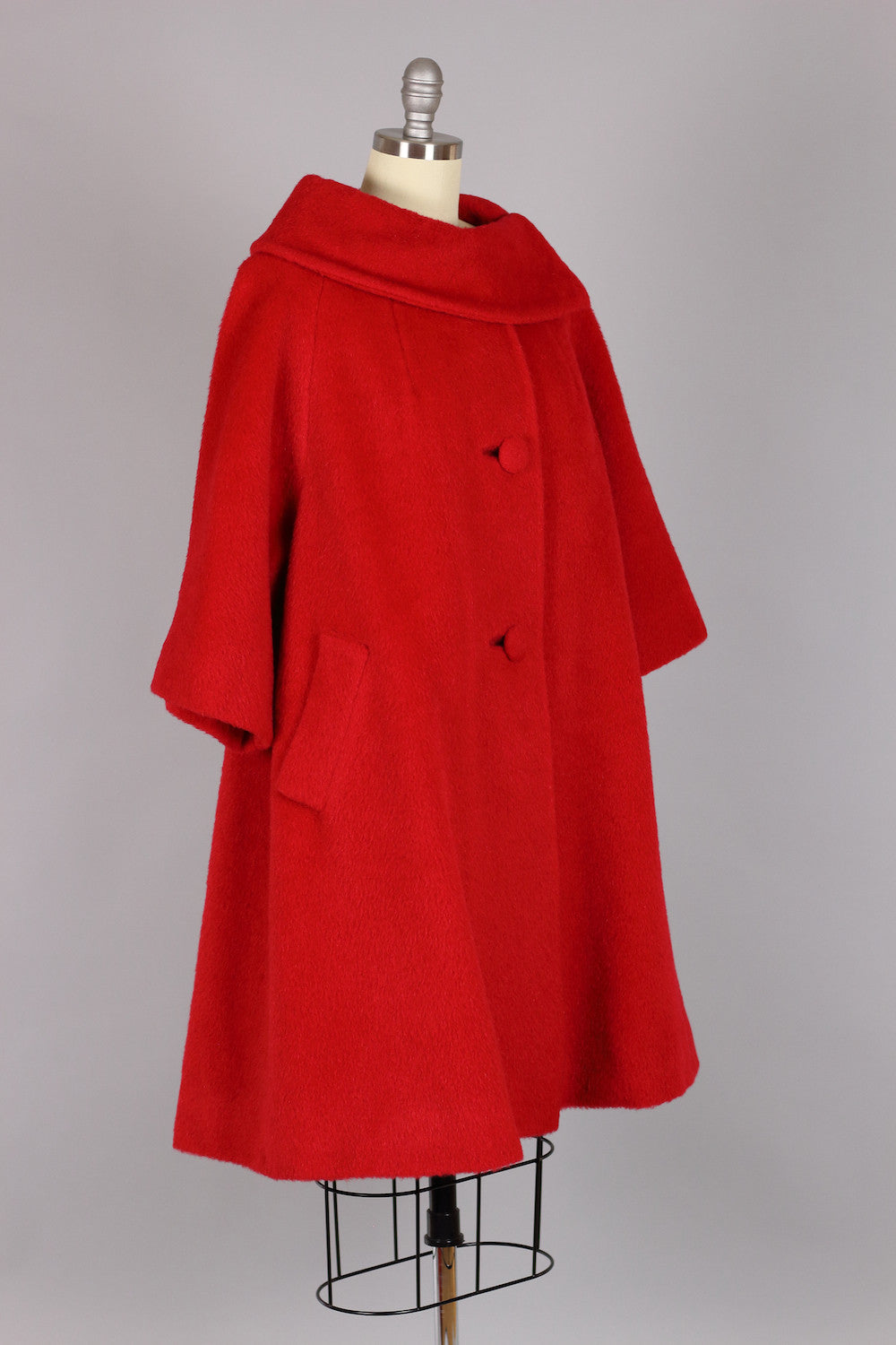 Lipstick Red 'Tisse a Paris' for Lilli Ann Vintage 1960s Swing Coat