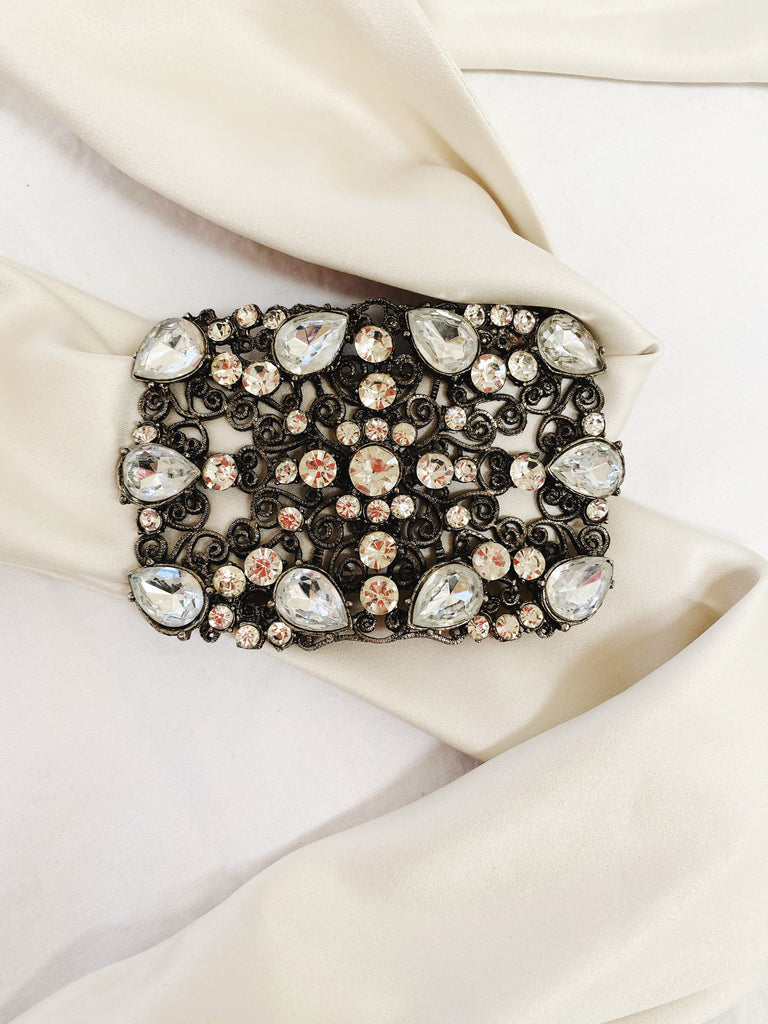Art Deco Filigree Sterling Rhinestone Belt