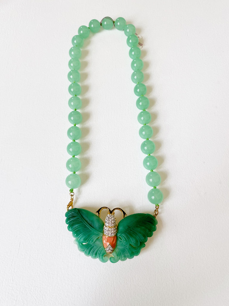Jade Moth Necklace