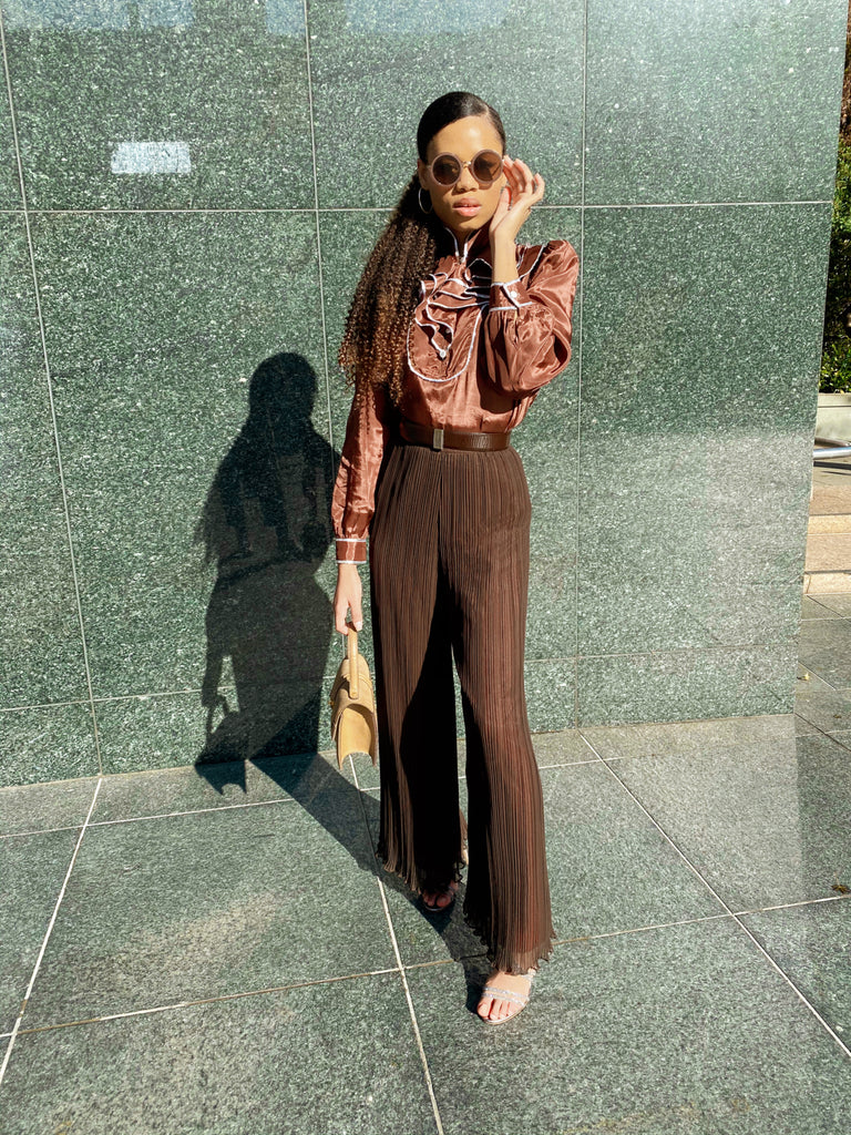 Vintage Metallic Ruffle Blouse