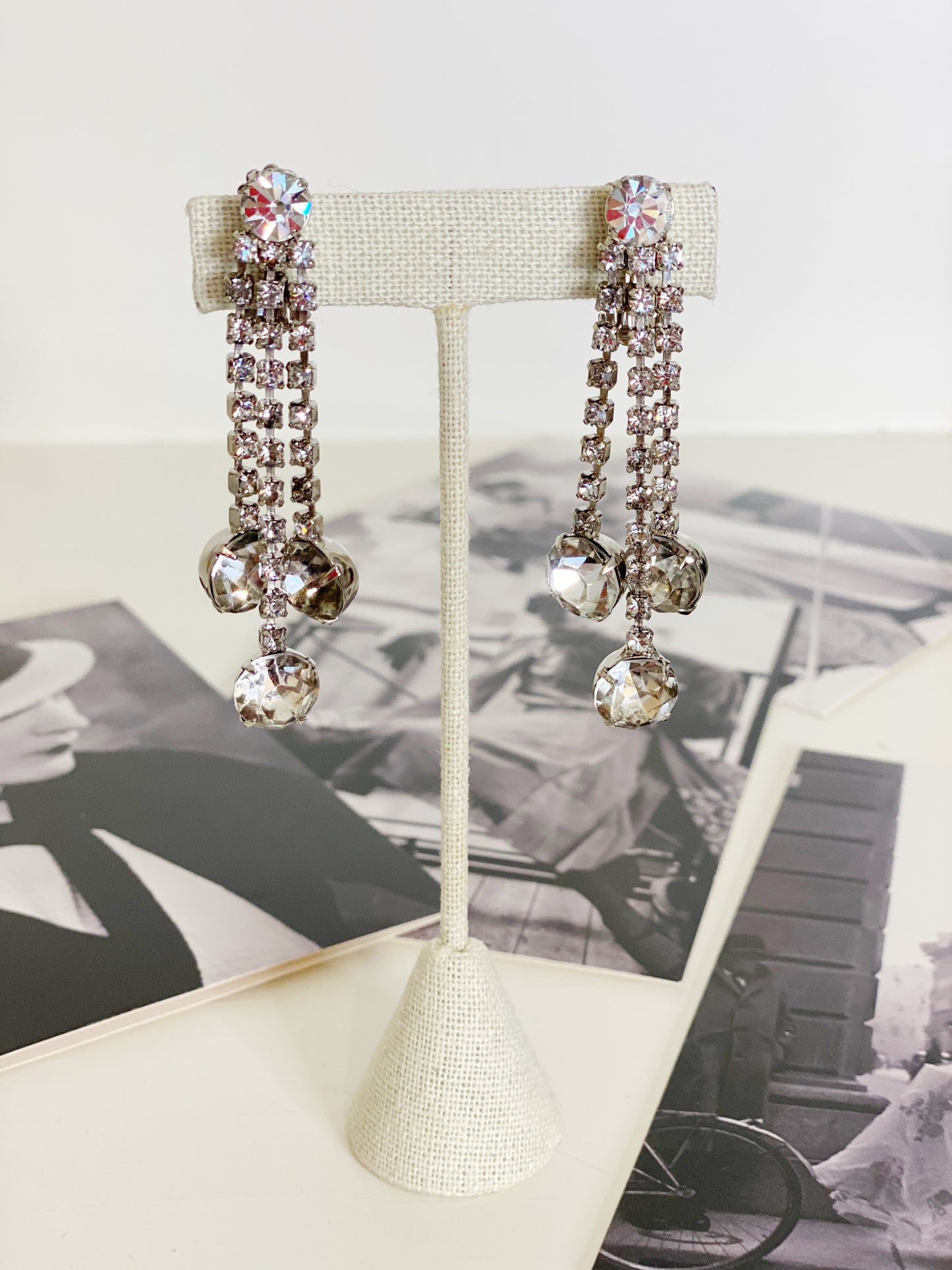 Vintage Oversized Crystal and Rhinestone Drop Earrings