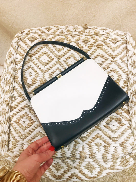 Vintage Navy & White Wing Tip Bag