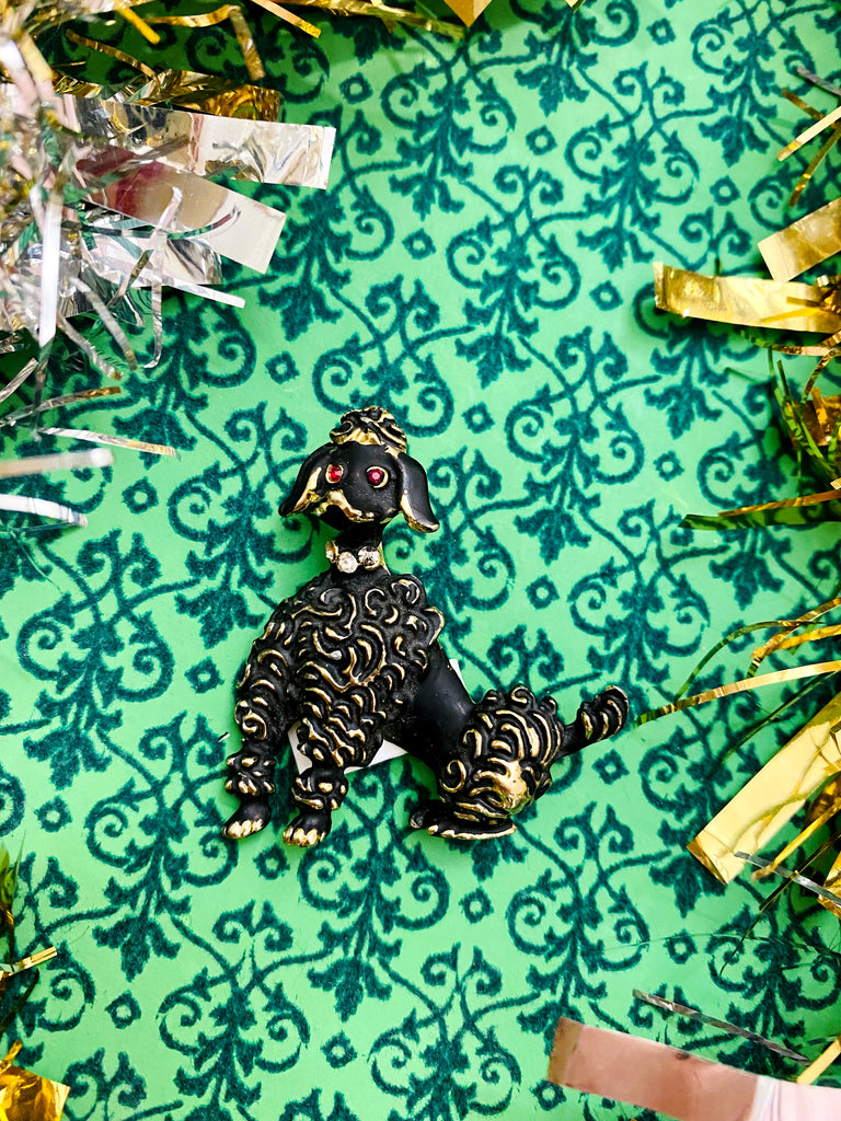 1950s Black and Gold Poodle Brooch