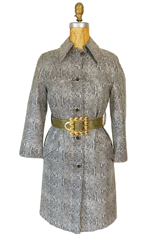 60s Mod Snakeskin Leather Trench