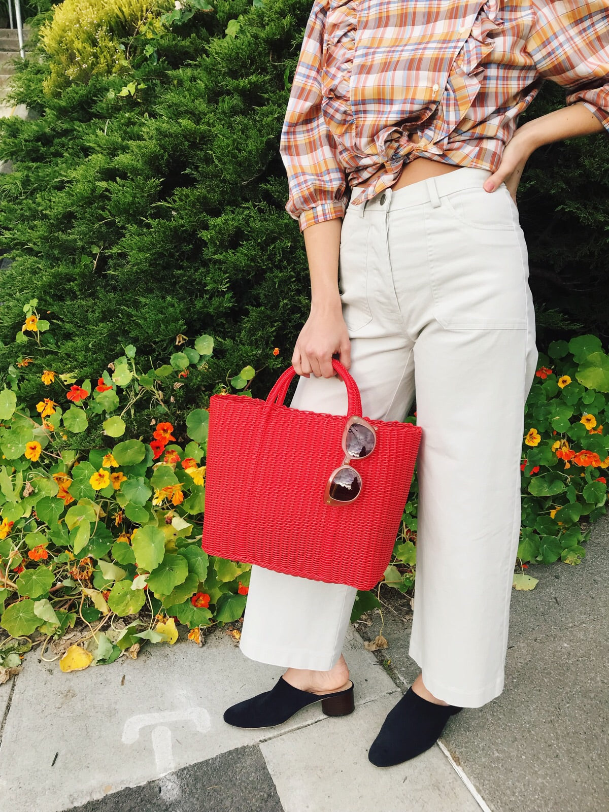 Vintage Red Woven Tote