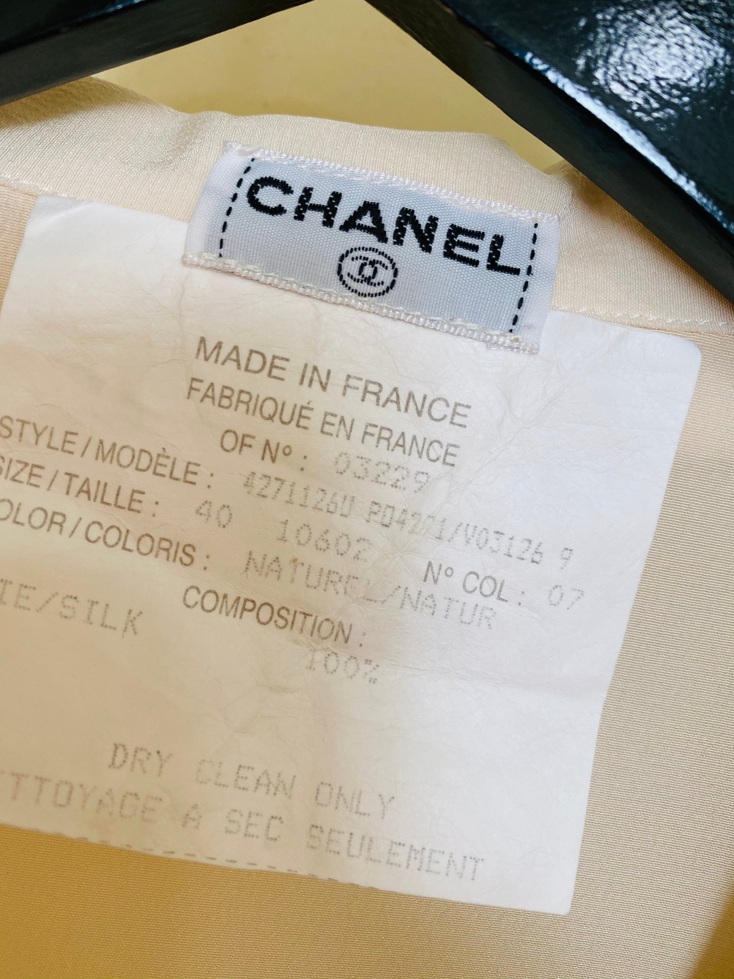 Chanel CC Logo Vintage Chartreuse Silk Blouse