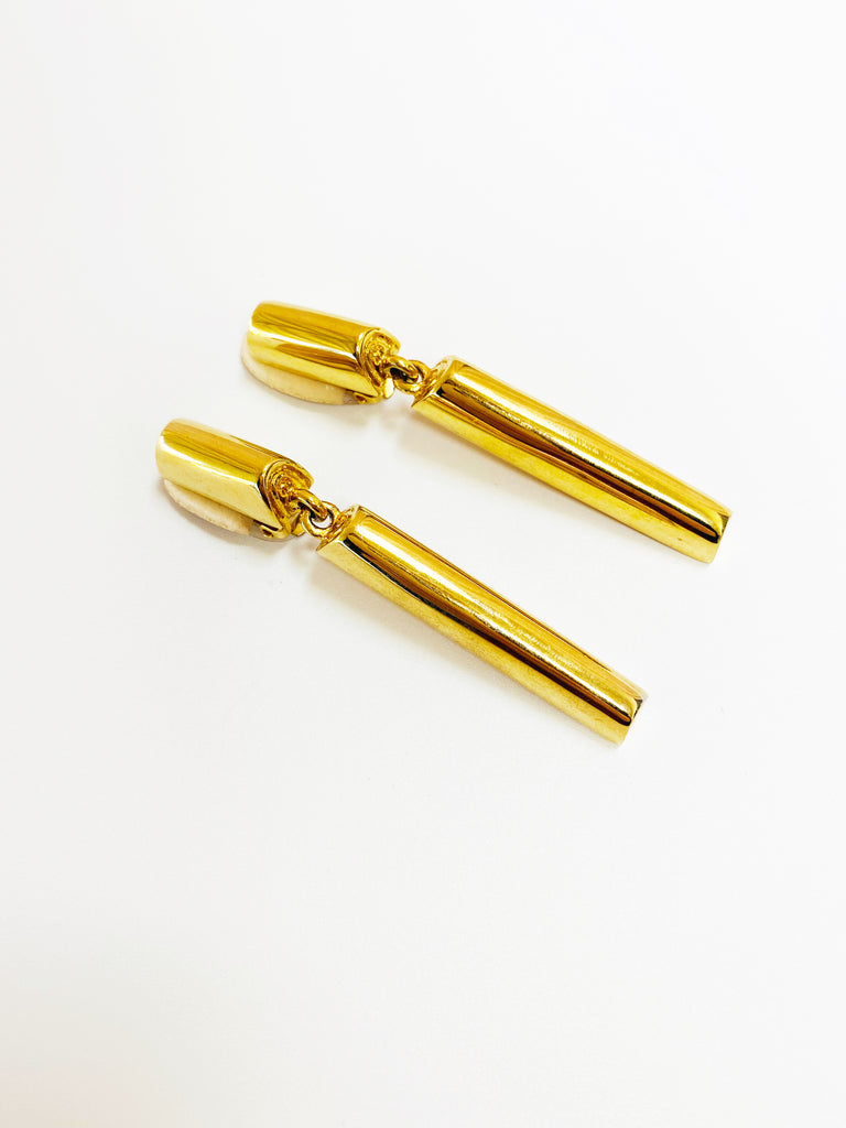 Vintage Gold Chunky Bar Dangle Earrings