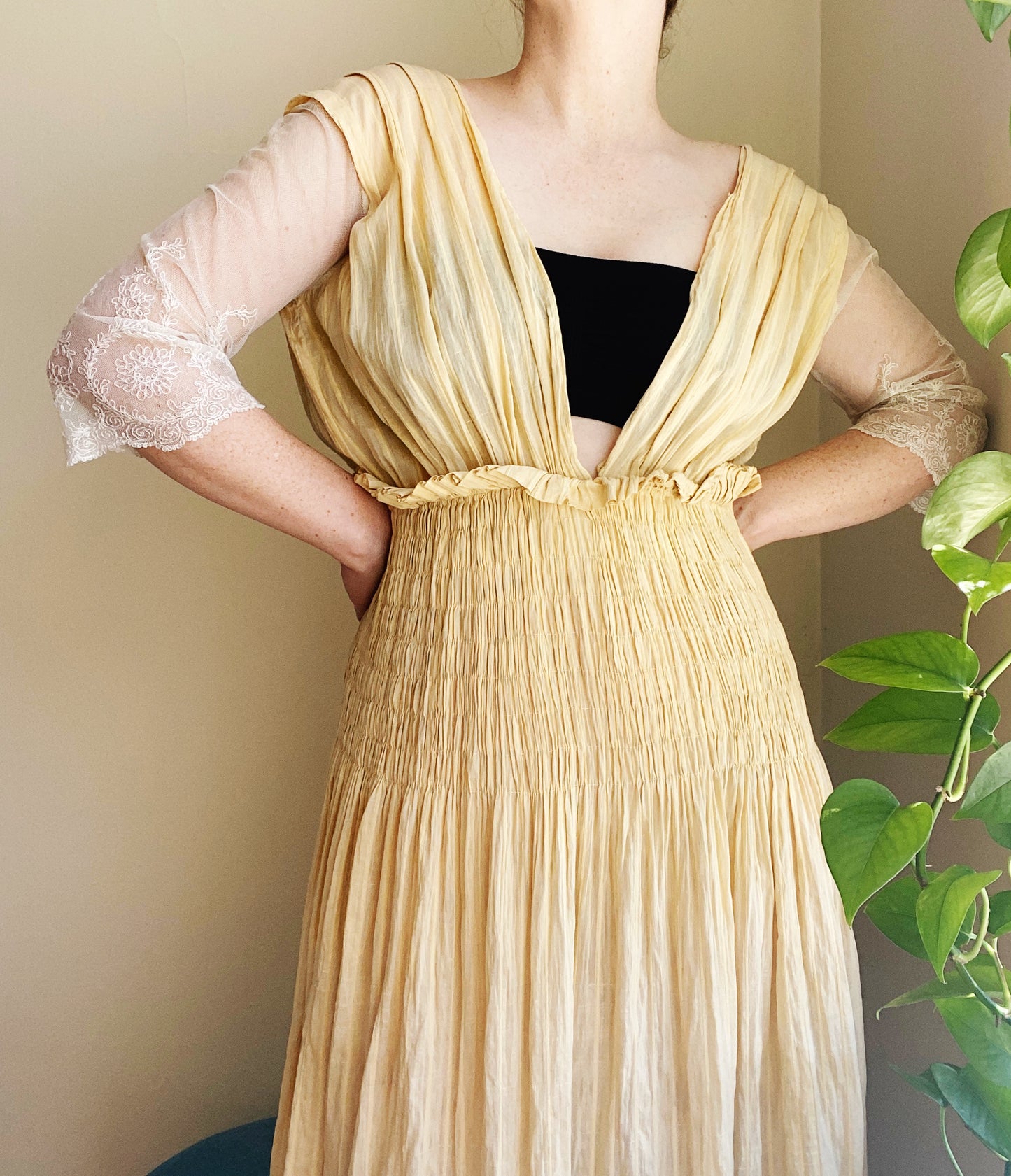 Victorian Yellow Cotton Dress