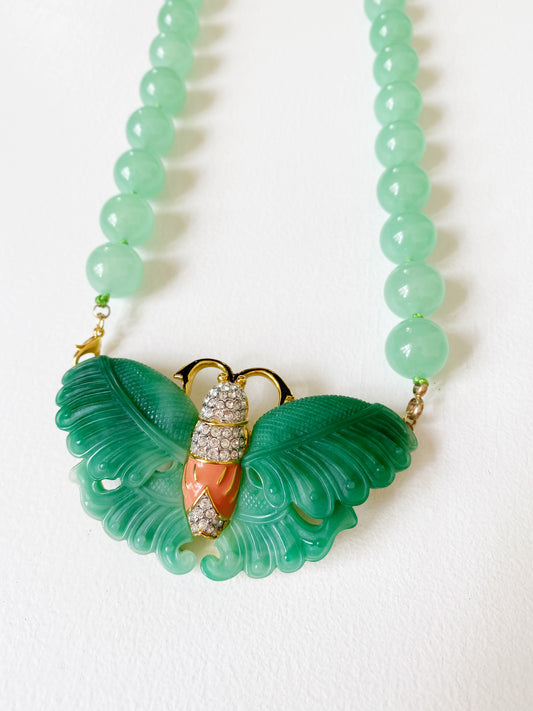 Jade Moth Necklace