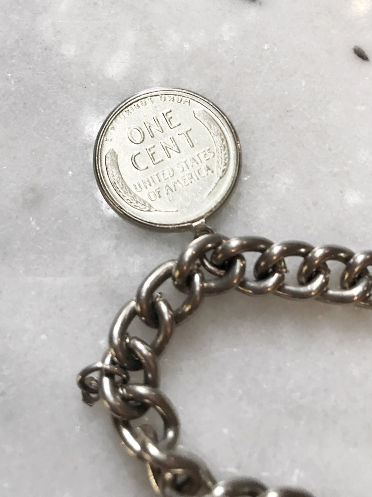 Vintage Silver Coin Bracelet - 1958 penny