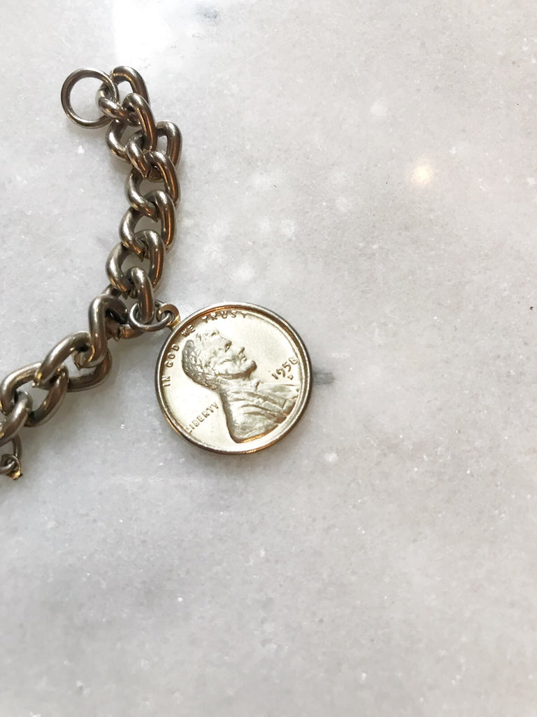 Vintage Silver Coin Bracelet - 1958 penny