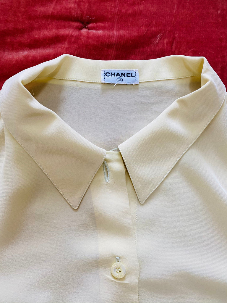 Vintage Chanel Silk Blouse - Cream