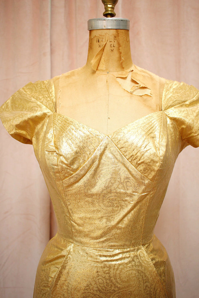 The Jayne | Vintage Gold Lamé Party Dress
