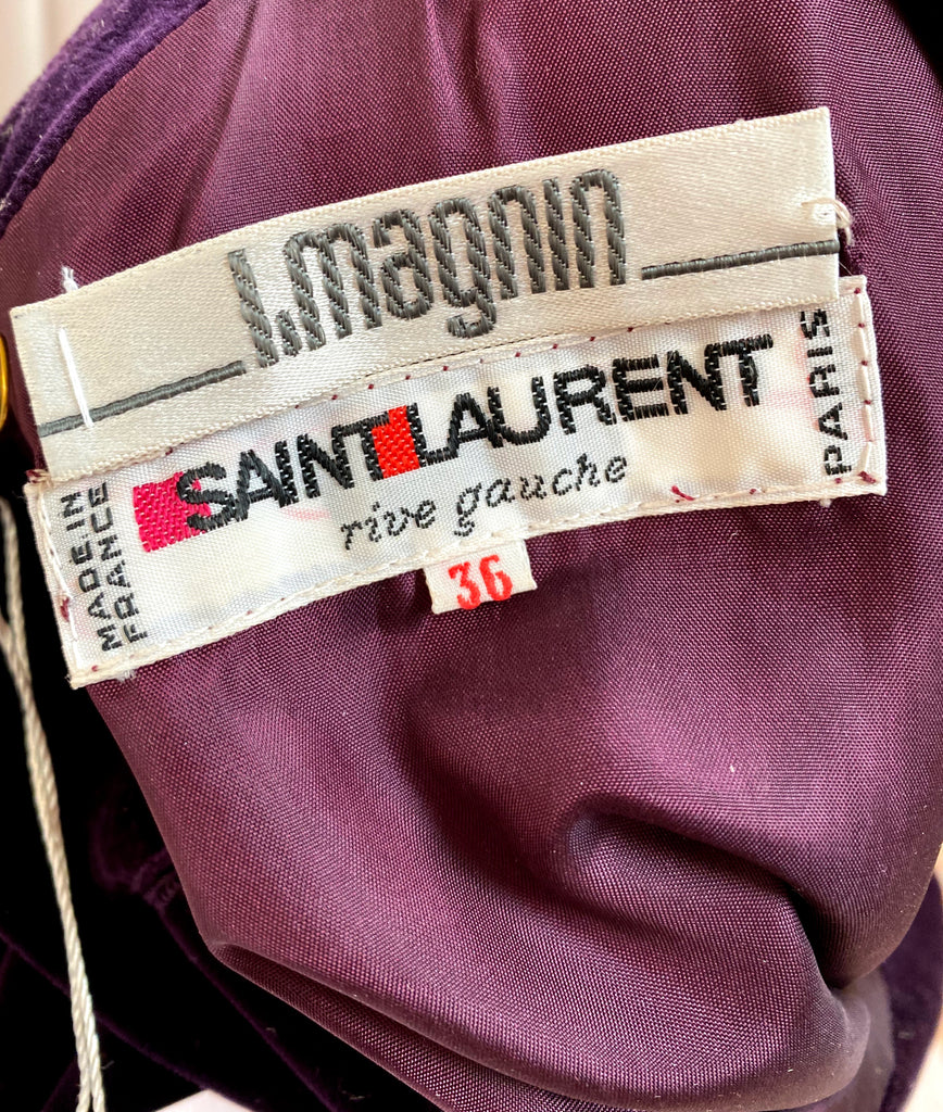 Rare Saint Laurent Rive Gauche Purple Velvet Dress