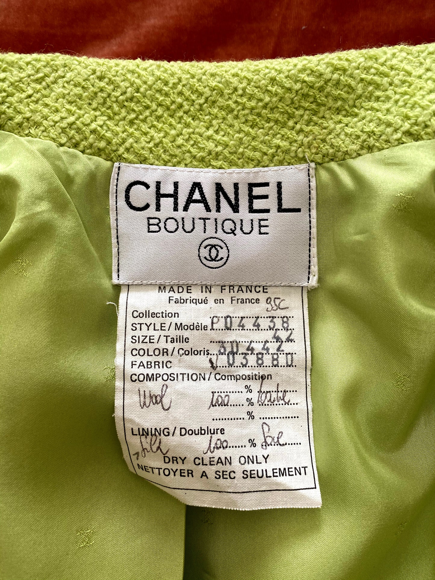 Vintage Chanel Tweed Jacket - Lime Green