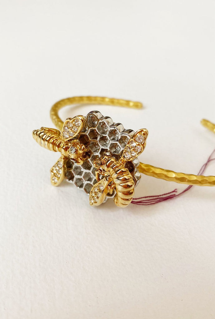 Bees On Honeycomb Cuff