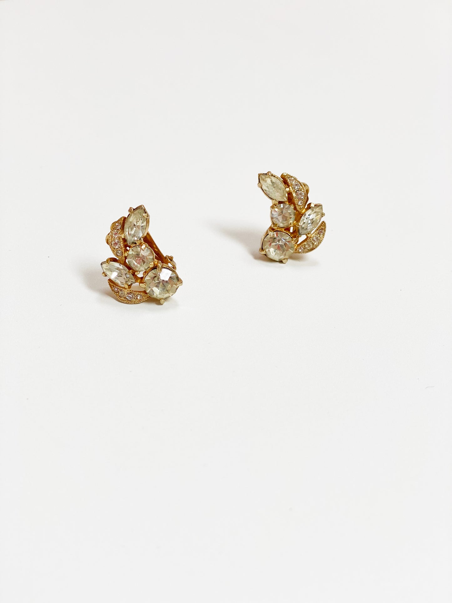 Eisenberg Signed Gold Crystal Rhinestone Earrings