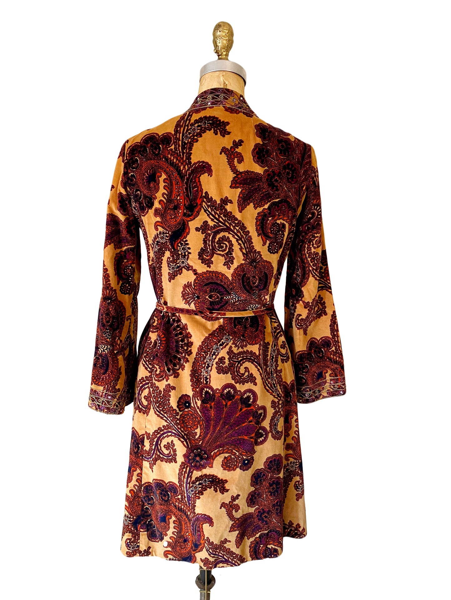 1960s Mr. Mort Velvet Paisley Dress/Coat