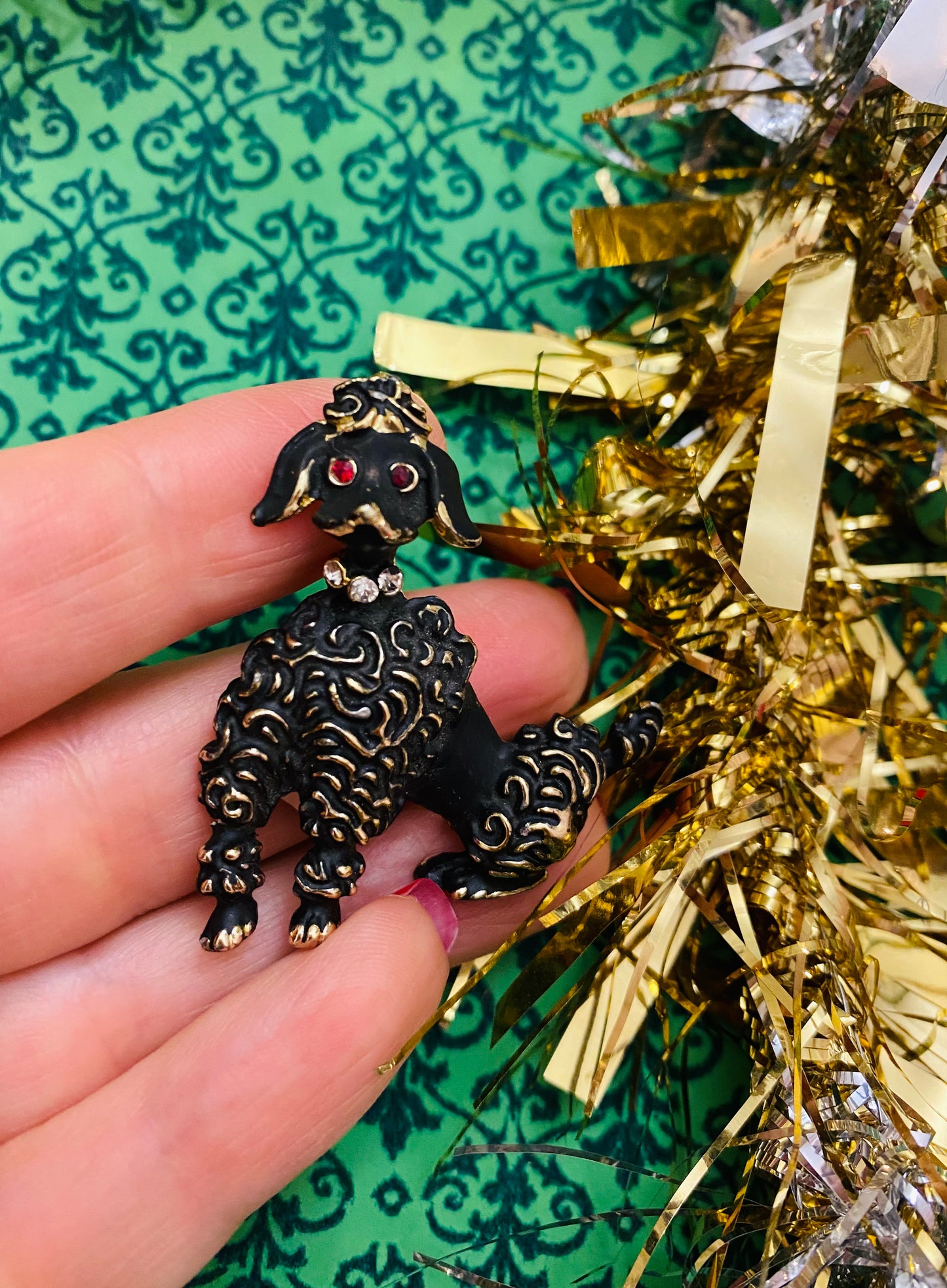 1950s Black and Gold Poodle Brooch