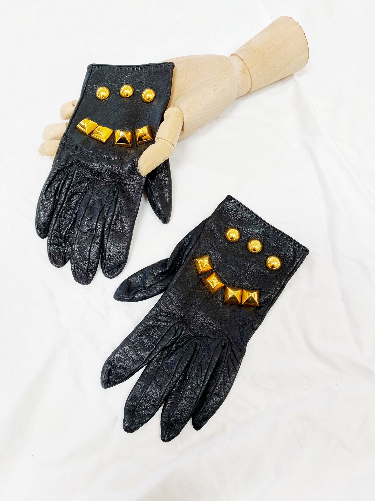 Hermès Rare Vintage Studded Moto Gloves