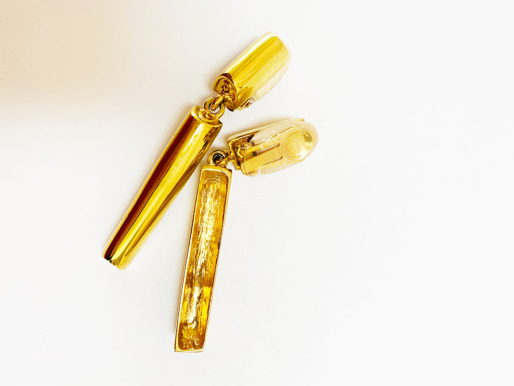 Vintage Gold Chunky Bar Dangle Earrings