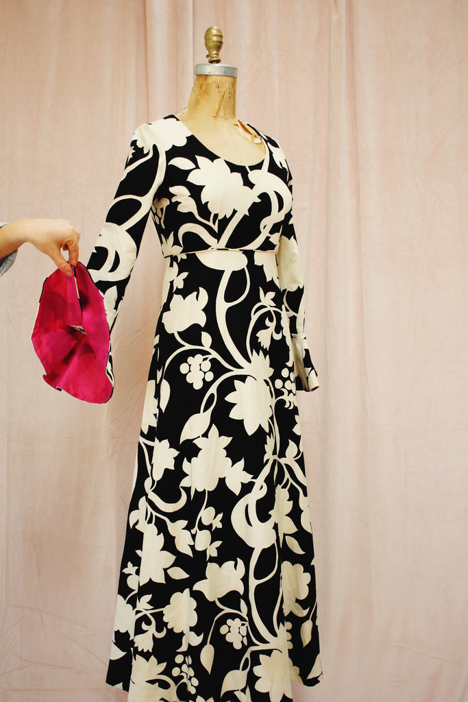 60s Carmen Dress | Vintage Bell Sleeve Maxi Dress