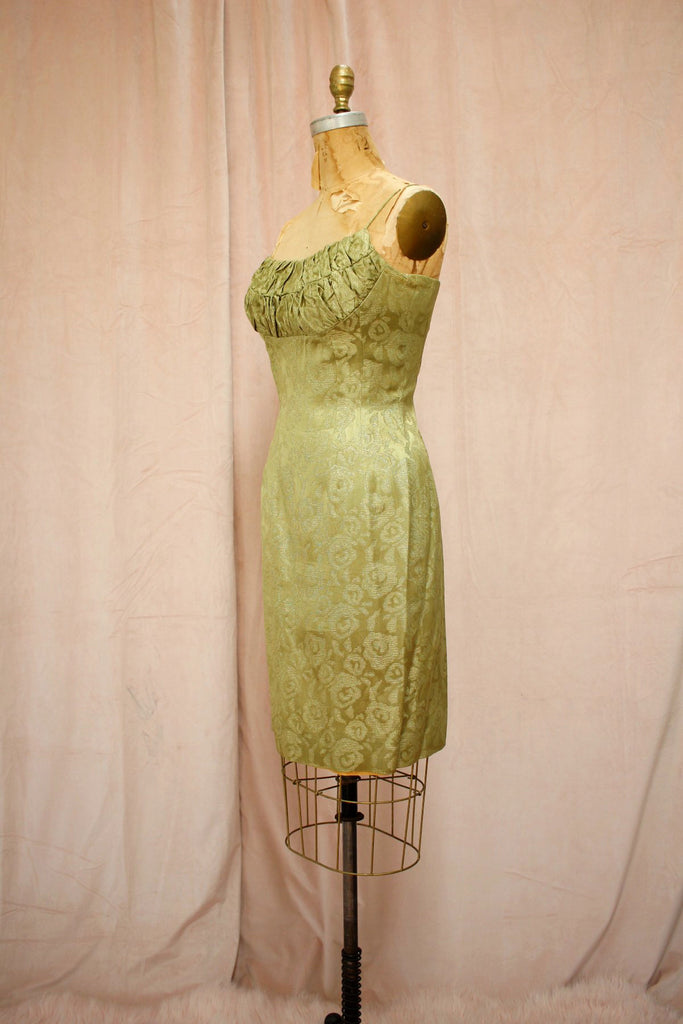 The Priscilla | Vintage 1950s-60s Lillie Rubin Moss Gold Lamé Dress Set