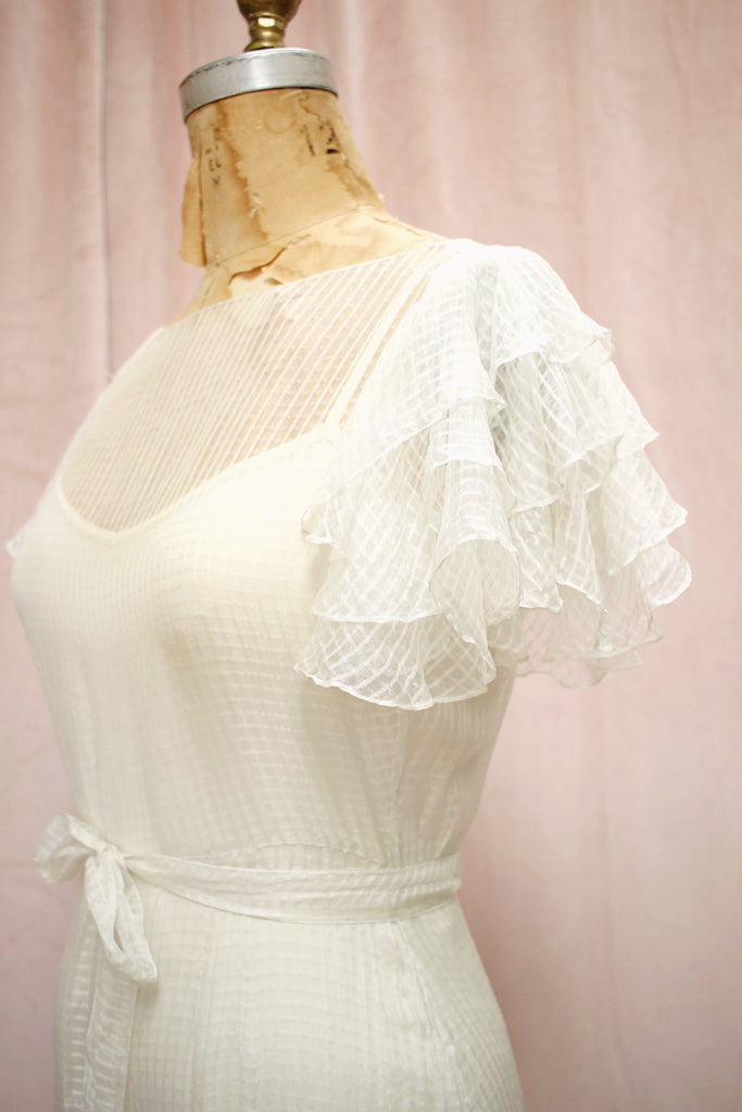 The Harlow | Vintage 1930s Fairy Silk Sheer Wedding Gown Fishtail Hem
