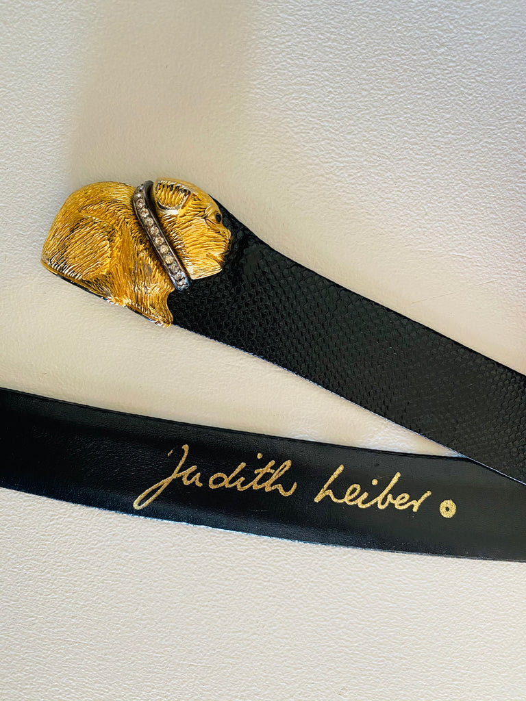 Judith Leiber Snakeskin Swarovski Crystal Dog Belt