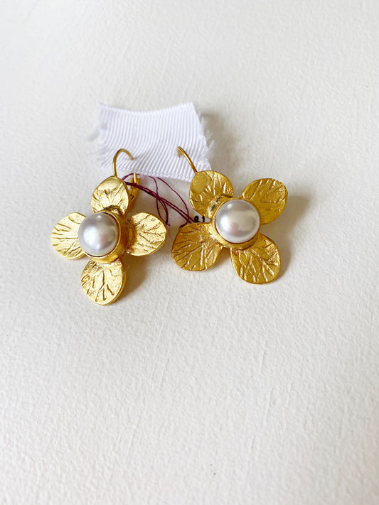 Pearl Flower Drop Earrings