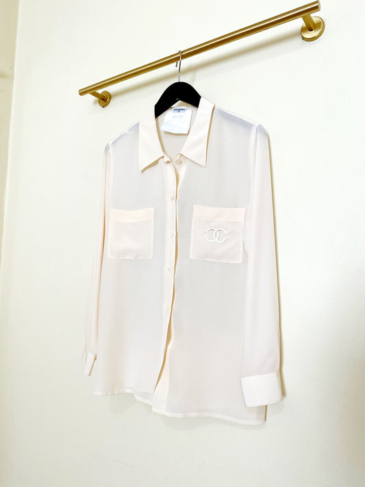 Vintage Chanel Silk Blouse - Cream