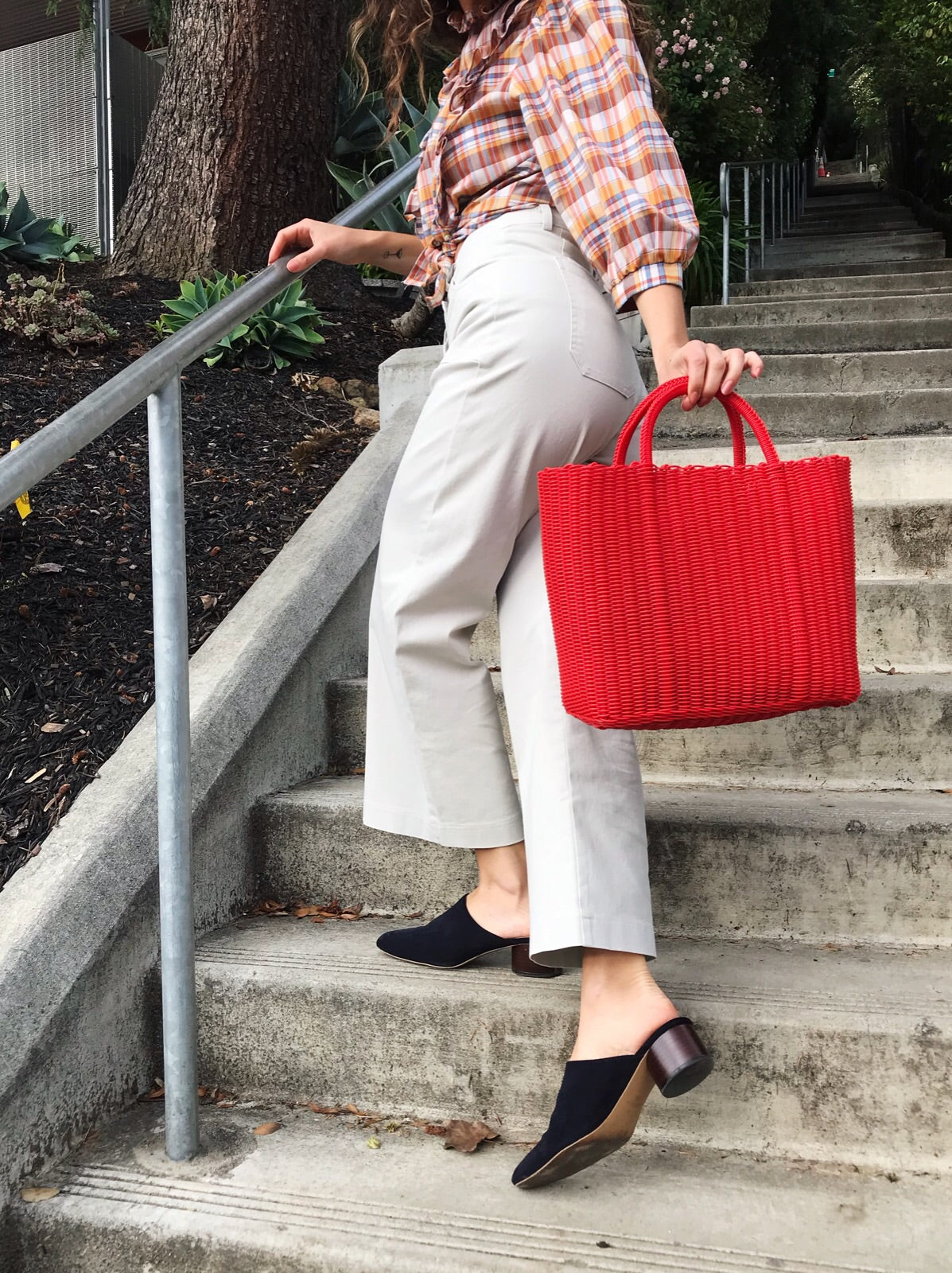 Vintage Red Woven Tote