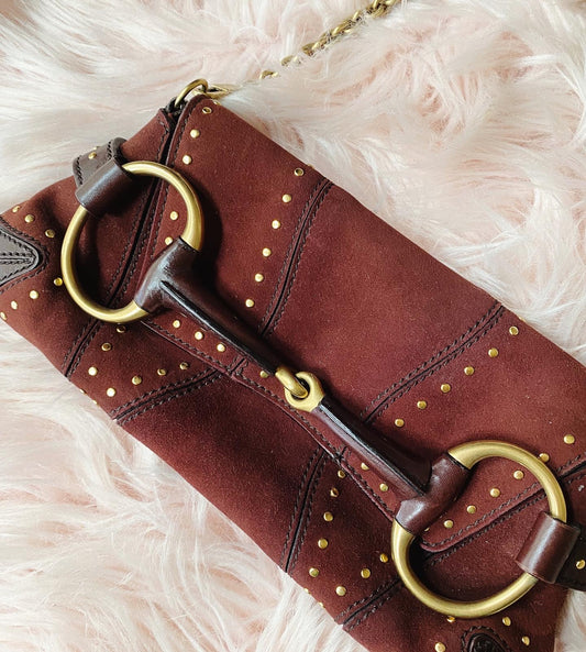 Iconic Tom Ford for Gucci 1990s Suede Horsebit Bag