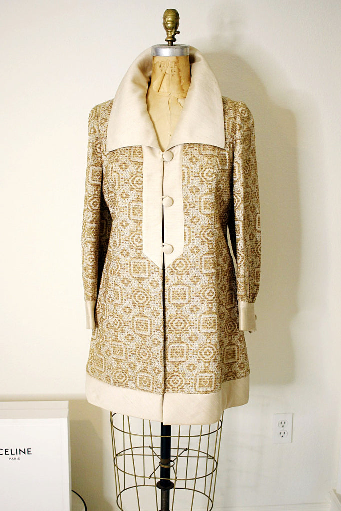 Lilli Ann Gold Lurex and Silk Tapestry Coat