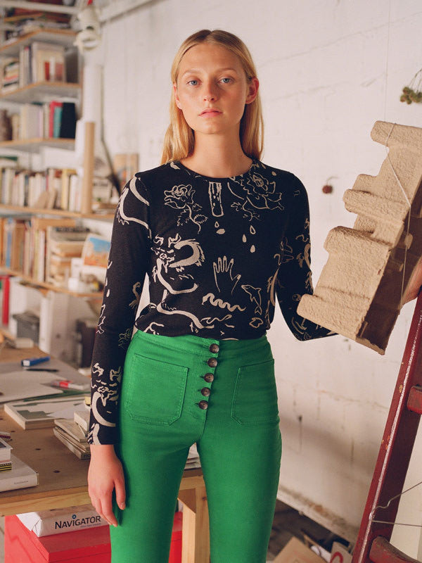 Paloma Wool Margherite Green Flared Pants