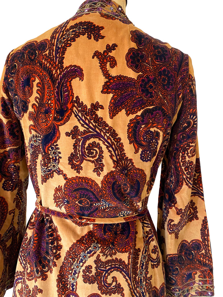 1960s Mr. Mort Velvet Paisley Dress/Coat