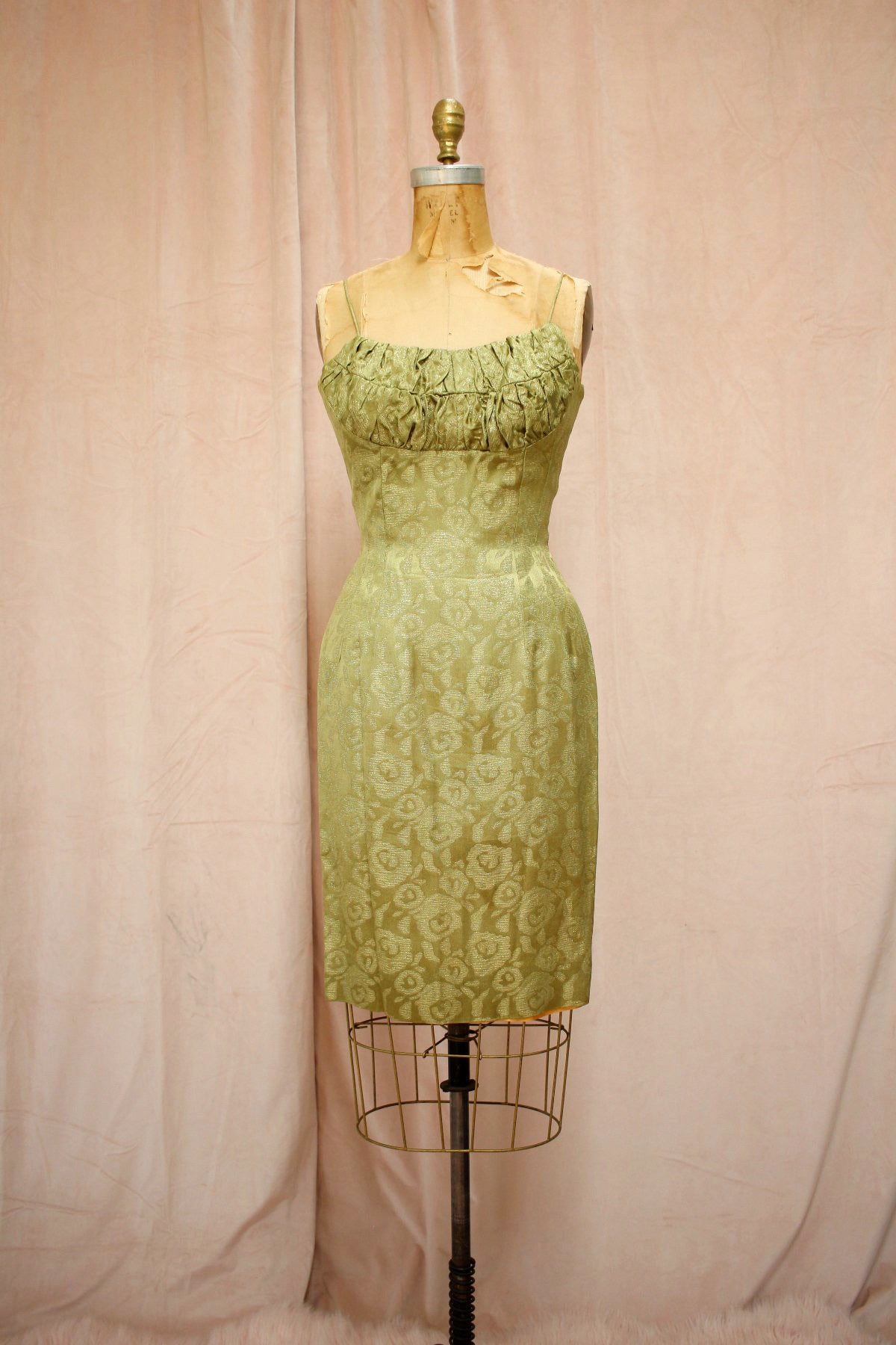 The Priscilla | Vintage 1950s-60s Lillie Rubin Moss Gold Lamé Dress Set