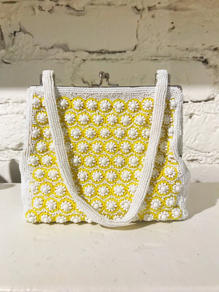 Vintage Beaded Daisy Bag