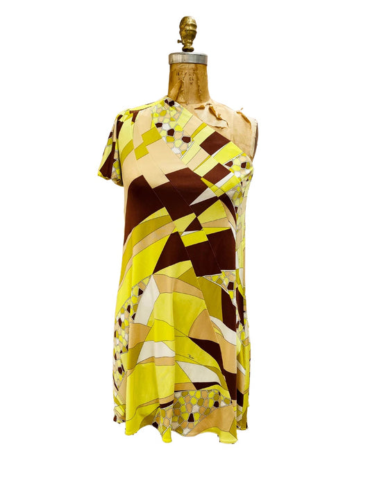 Emilio Pucci Chartreuse Yellow Geometric Mini Dress